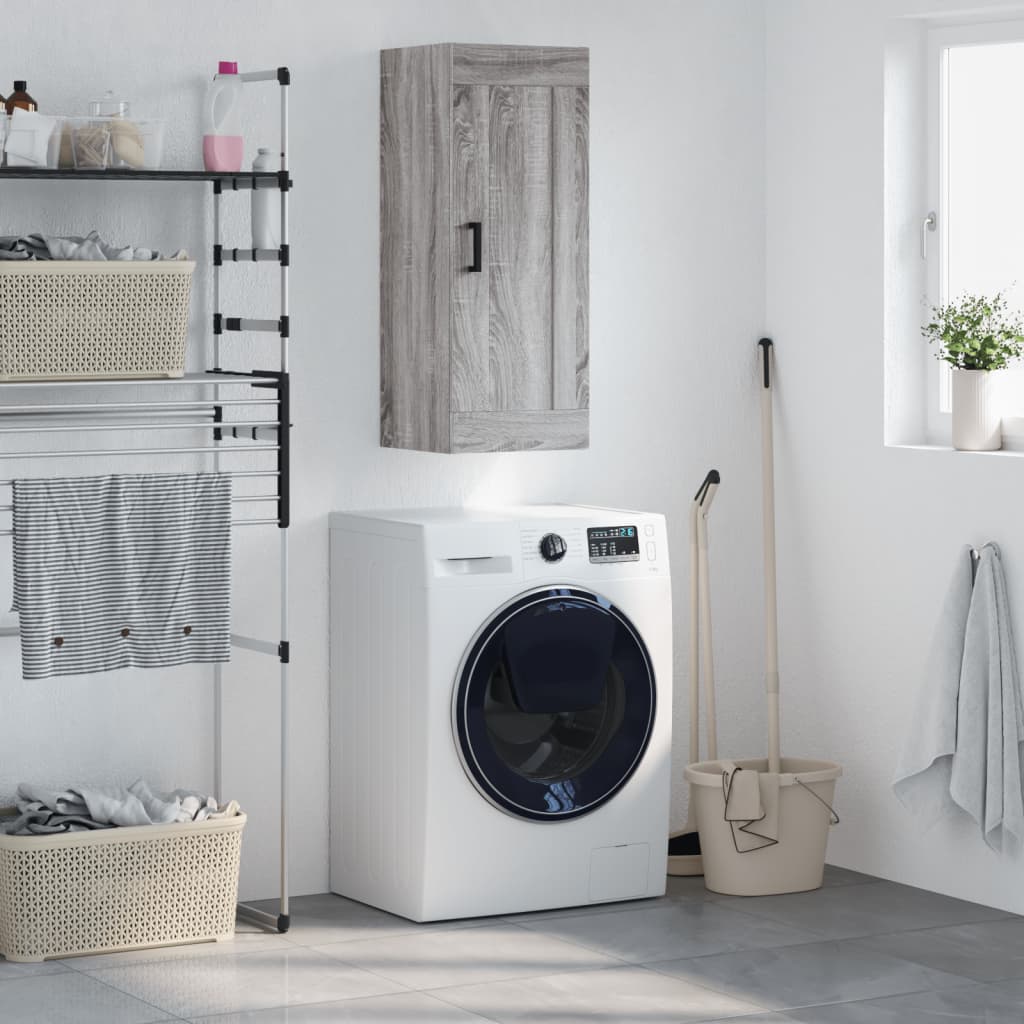 vidaXL Wall Mounted Cabinet Grey Sonoma 34,5x34x90 cm Engineered Wood
