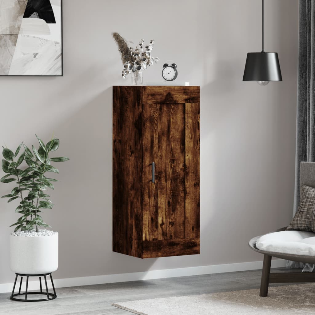 vidaXL Wall Mounted Cabinet Smoked Oak 34,5x34x90 cm Engineered Wood