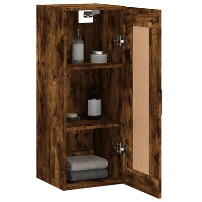 vidaXL Wall Mounted Cabinet Smoked Oak 34,5x34x90 cm Engineered Wood