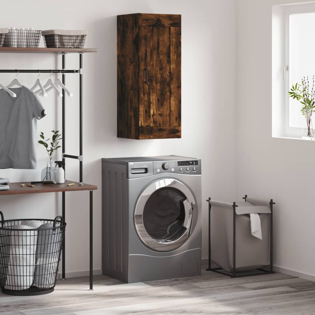 vidaXL Wall Mounted Cabinet Smoked Oak 34,5x34x90 cm Engineered Wood