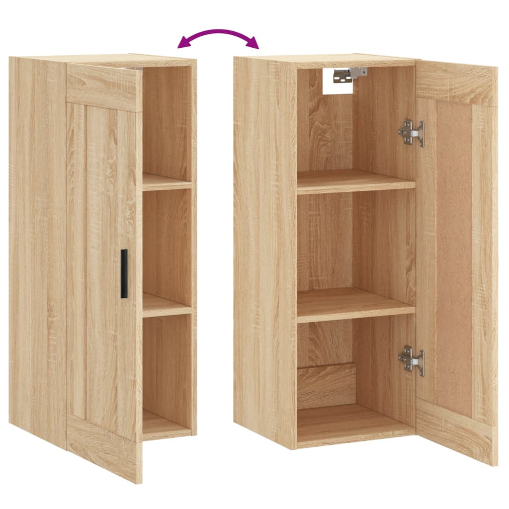 vidaXL Wall Mounted Cabinet Sonoma Oak 34.5x34x90 cm Engineered Wood