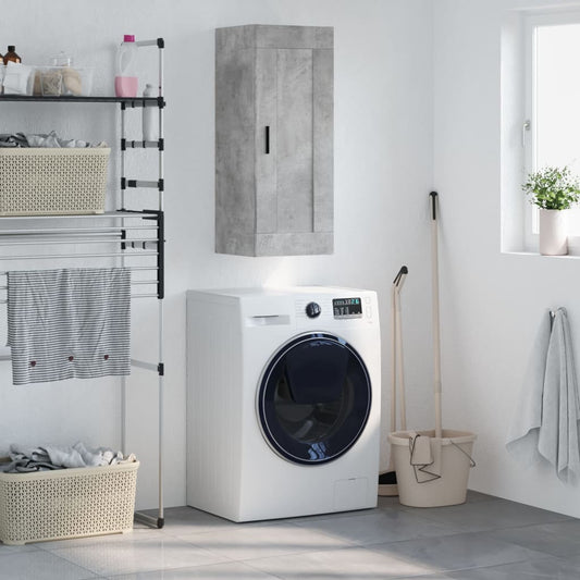 vidaXL Wall Mounted Cabinet Concrete Grey 34.5x34x90cm Engineered Wood