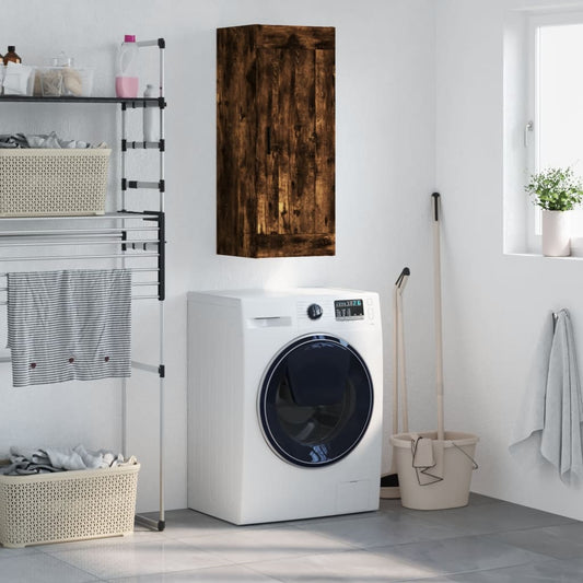 vidaXL Wall Mounted Cabinet Smoked Oak 34,5x34x90 cm Engineered Wood