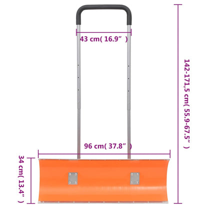 vidaXL Snow Shovel with Extendable Handle Orange 96 cm Blade Steel