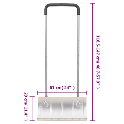 vidaXL Snow Shovel with Extendable Handle Silver 61 cm Blade Steel
