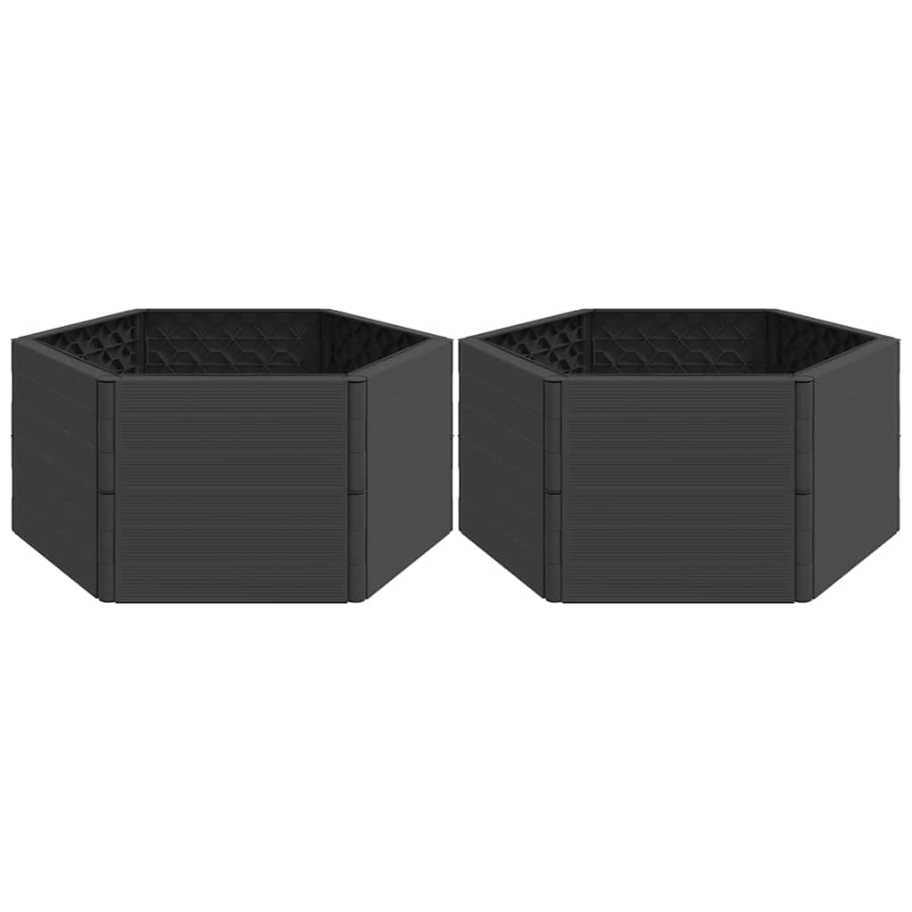 vidaXL Garden Planters 2 pcs Anthracite PP