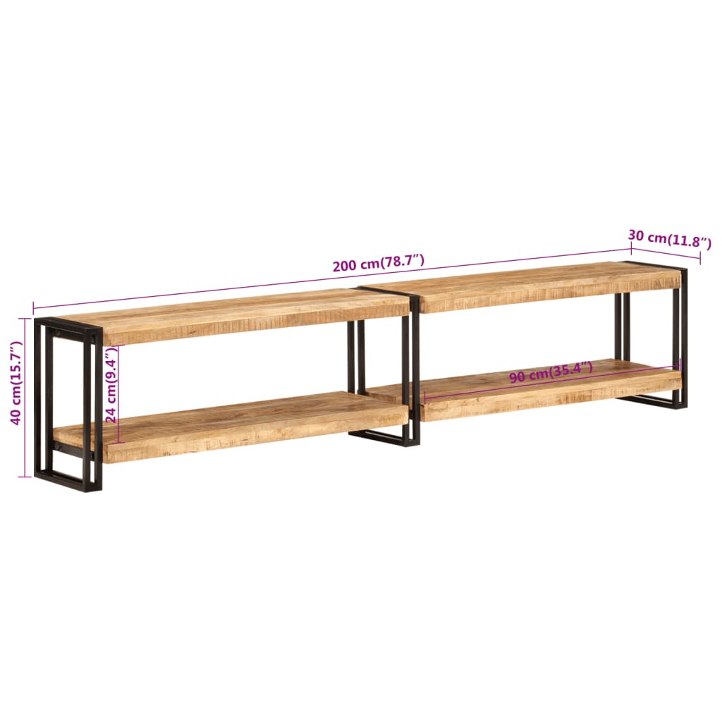 vidaXL TV Cabinet 200x30x40 cm Solid Wood Mango