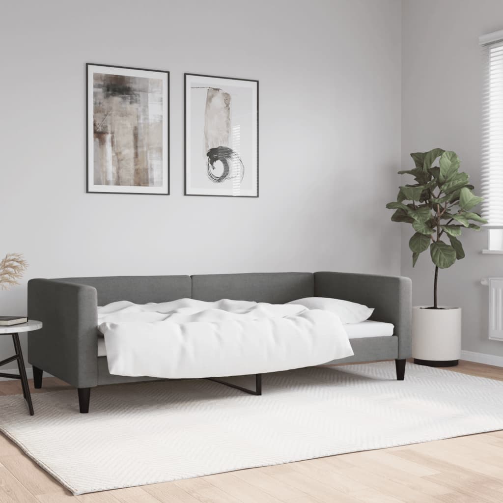 vidaXL Day Bed without Mattress Dark Grey 90x190 cm Single Fabric