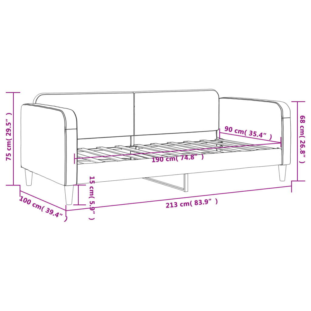 vidaXL Day Bed without Mattress Light Grey 90x190 cm Single Fabric