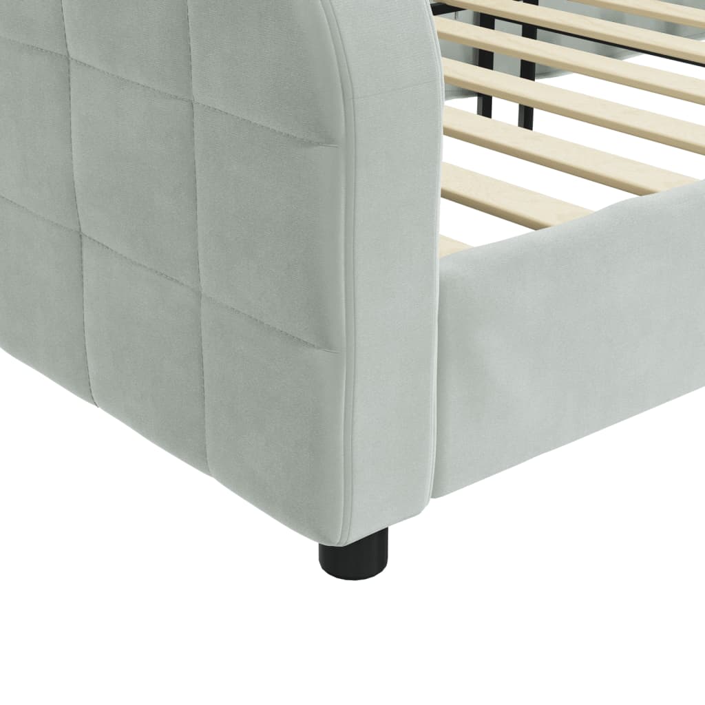 vidaXL Day Bed without Mattress Light Grey 90x190 cm Single Velvet