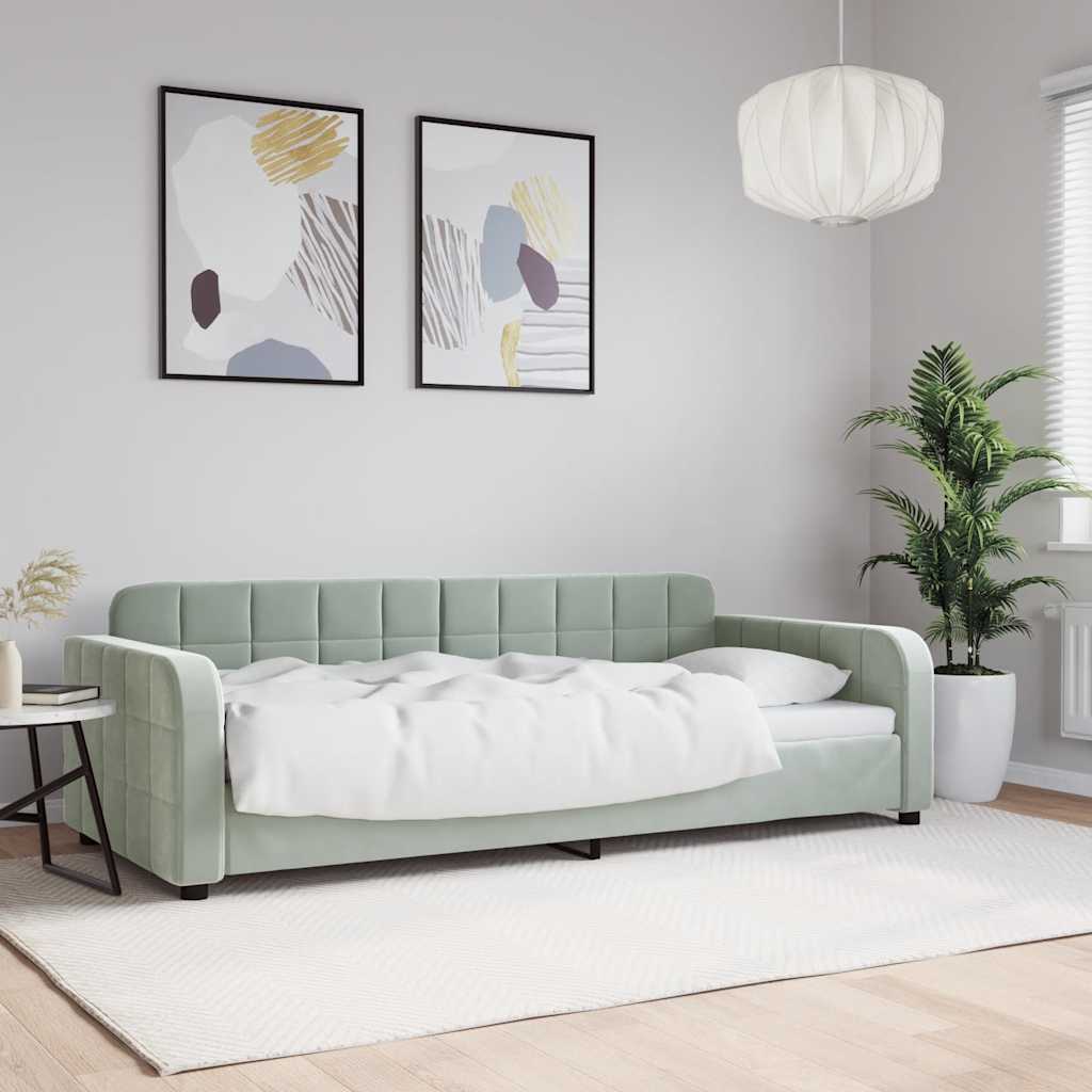 vidaXL Day Bed without Mattress Light Grey 90x190 cm Single Velvet
