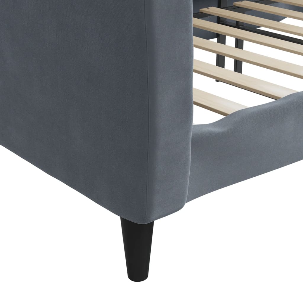 vidaXL Day Bed without Mattress Dark Grey 90x190 cm Single Velvet