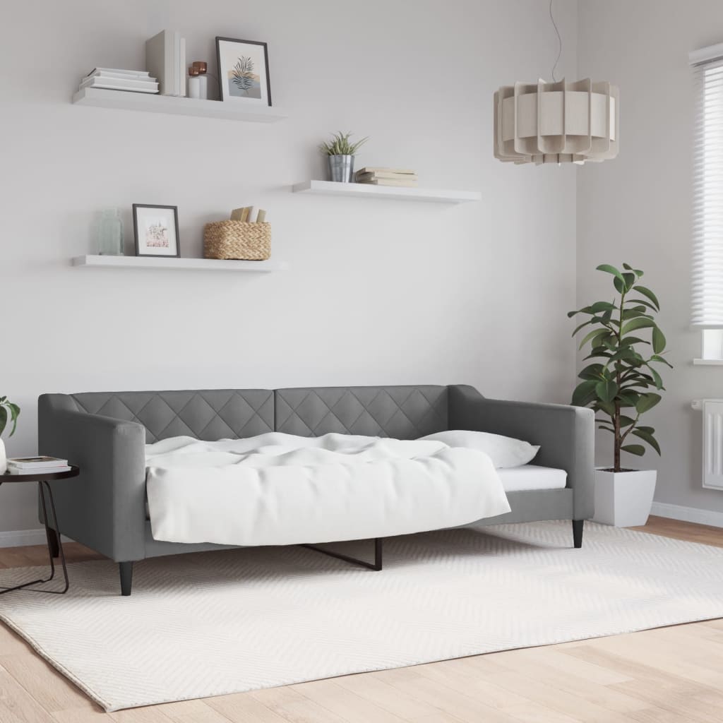 vidaXL Day Bed without Mattress Dark Grey 90x190 cm Single Fabric