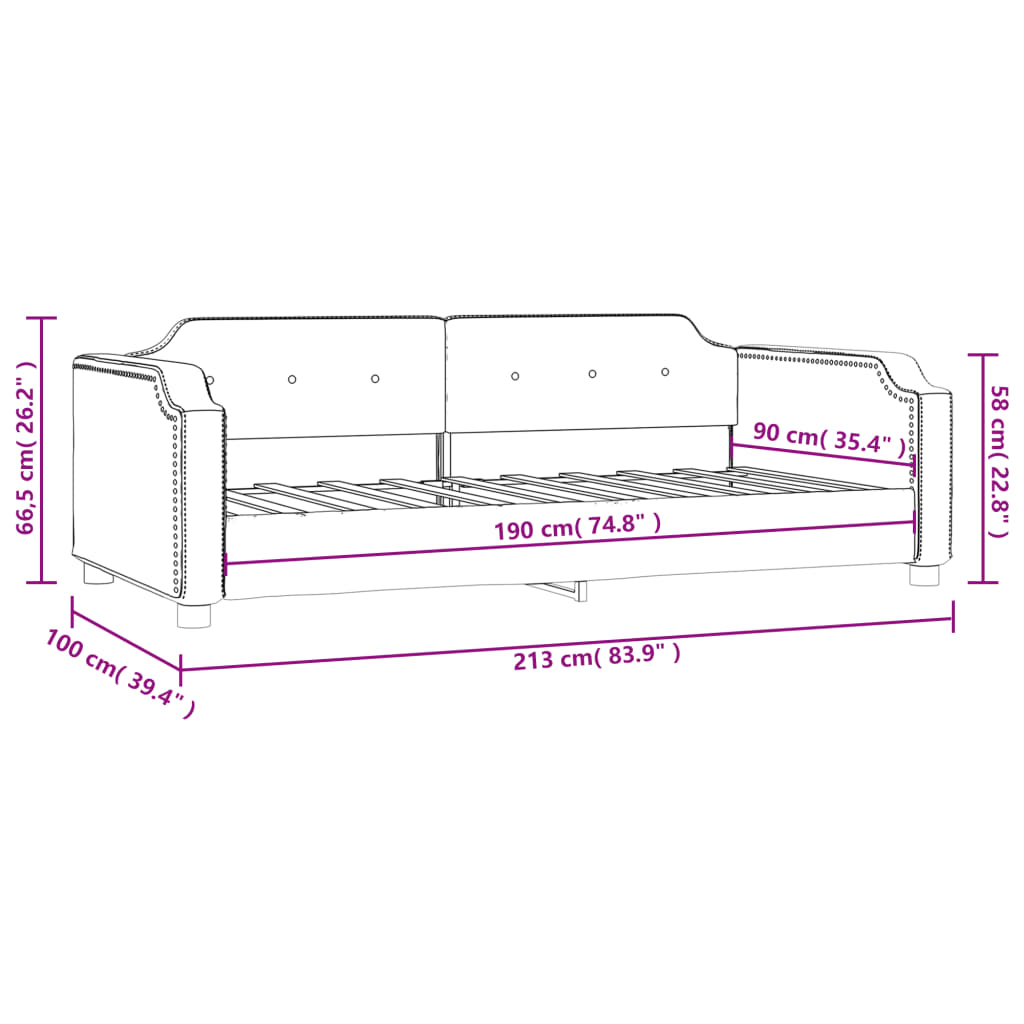 vidaXL Day Bed without Mattress Light Grey 90x190 cm Single Fabric