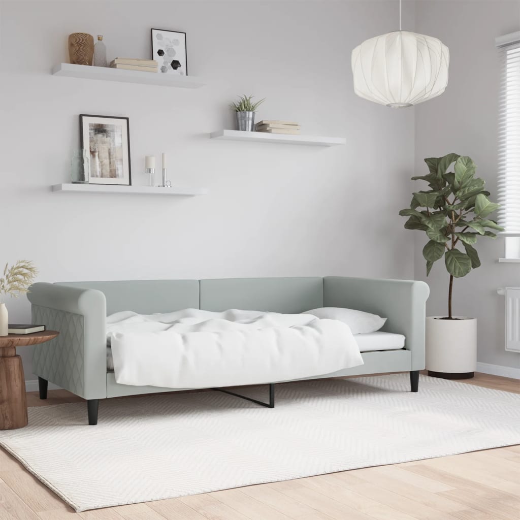 vidaXL Day Bed without Mattress Light Grey 90x190 cm Single Velvet