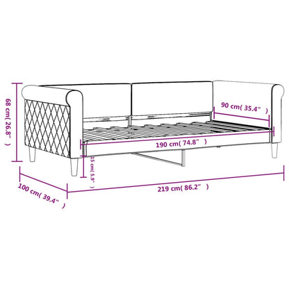 vidaXL Day Bed without Mattress Dark Grey 90x190 cm Single Velvet