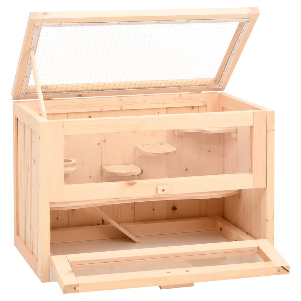 vidaXL Hamster Cage 60x35,5x42 cm Solid Wood Fir