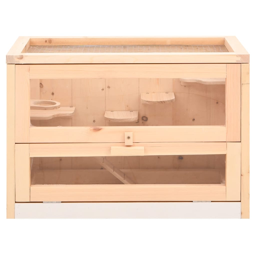 vidaXL Hamster Cage 60x35,5x42 cm Solid Wood Fir
