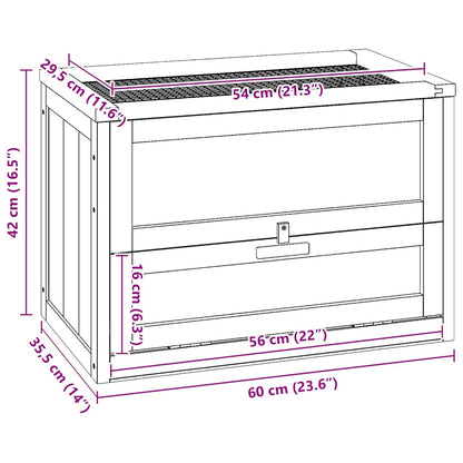 vidaXL Hamster Cage 60x35.5x42 cm Solid Wood Fir