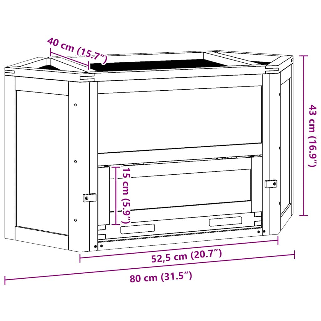 vidaXL Hamster Cage 80x40x43 cm Solid Wood Fir