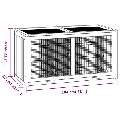 vidaXL Hamster Cage 104x52x54 cm Solid Wood Fir