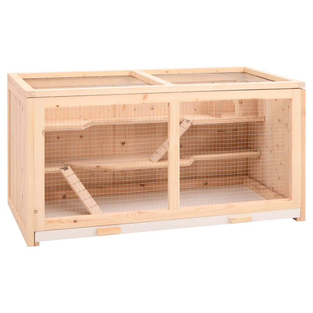 vidaXL Hamster Cage 89,5x45x45 cm Solid Wood Fir