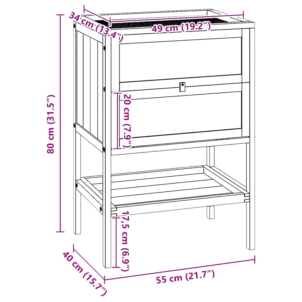 vidaXL Hamster Cage 55x40x80 cm Solid Wood Fir