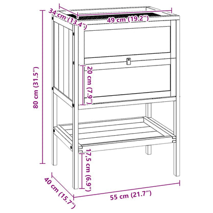 vidaXL Hamster Cage 55x40x80 cm Solid Wood Fir