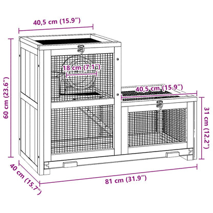 vidaXL Hamster Cage 81x40x60 cm Solid Wood Fir