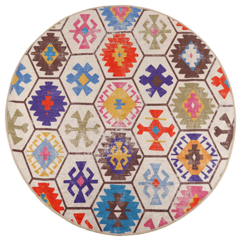 vidaXL Rug Washable Multicolour Ø 120 cm