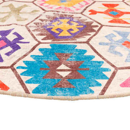 vidaXL Rug Washable Multicolour Ø 120 cm Anti Slip