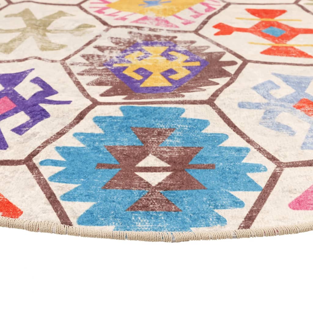 vidaXL Rug Washable Multicolour Ø 120 cm