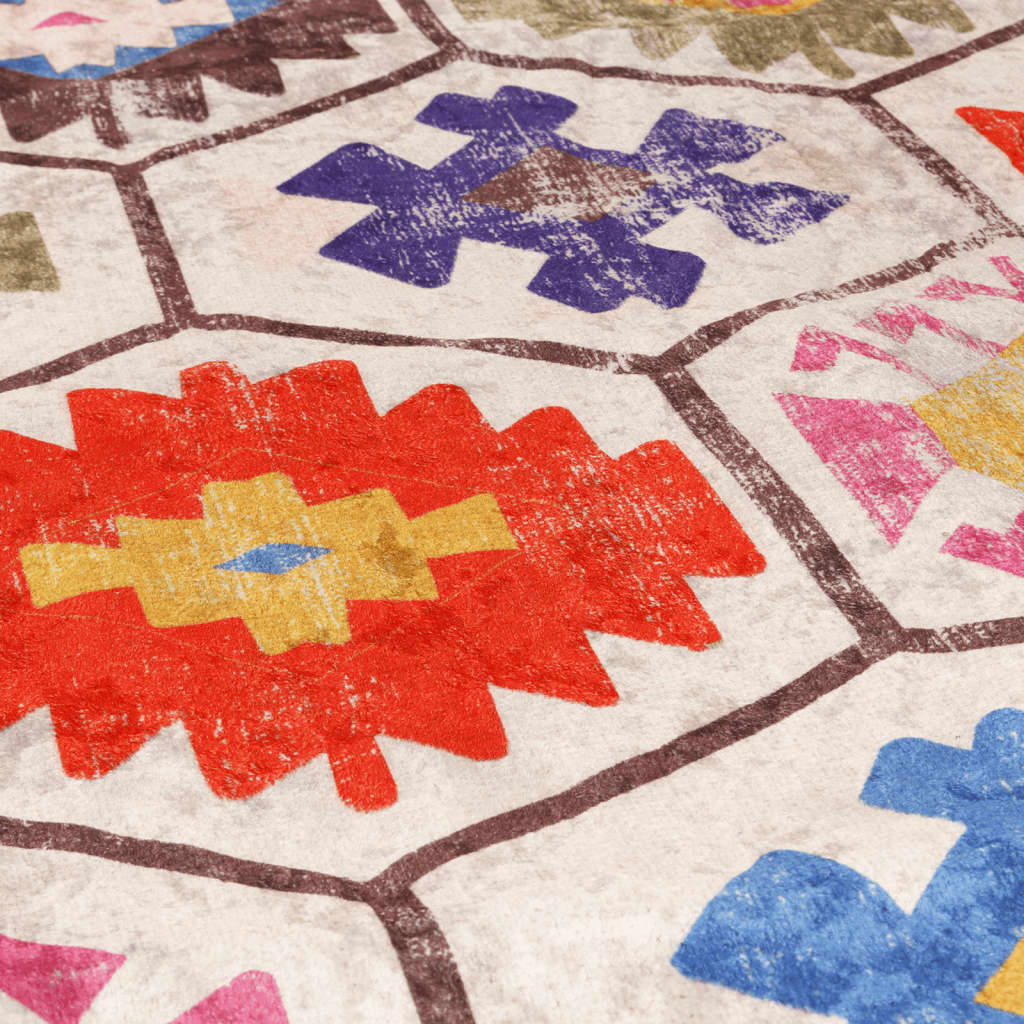 vidaXL Rug Washable Multicolour Ø 120 cm Anti Slip