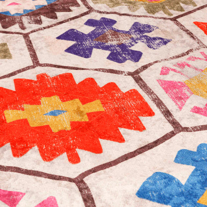 vidaXL Rug Washable Multicolour Ø 120 cm Anti Slip