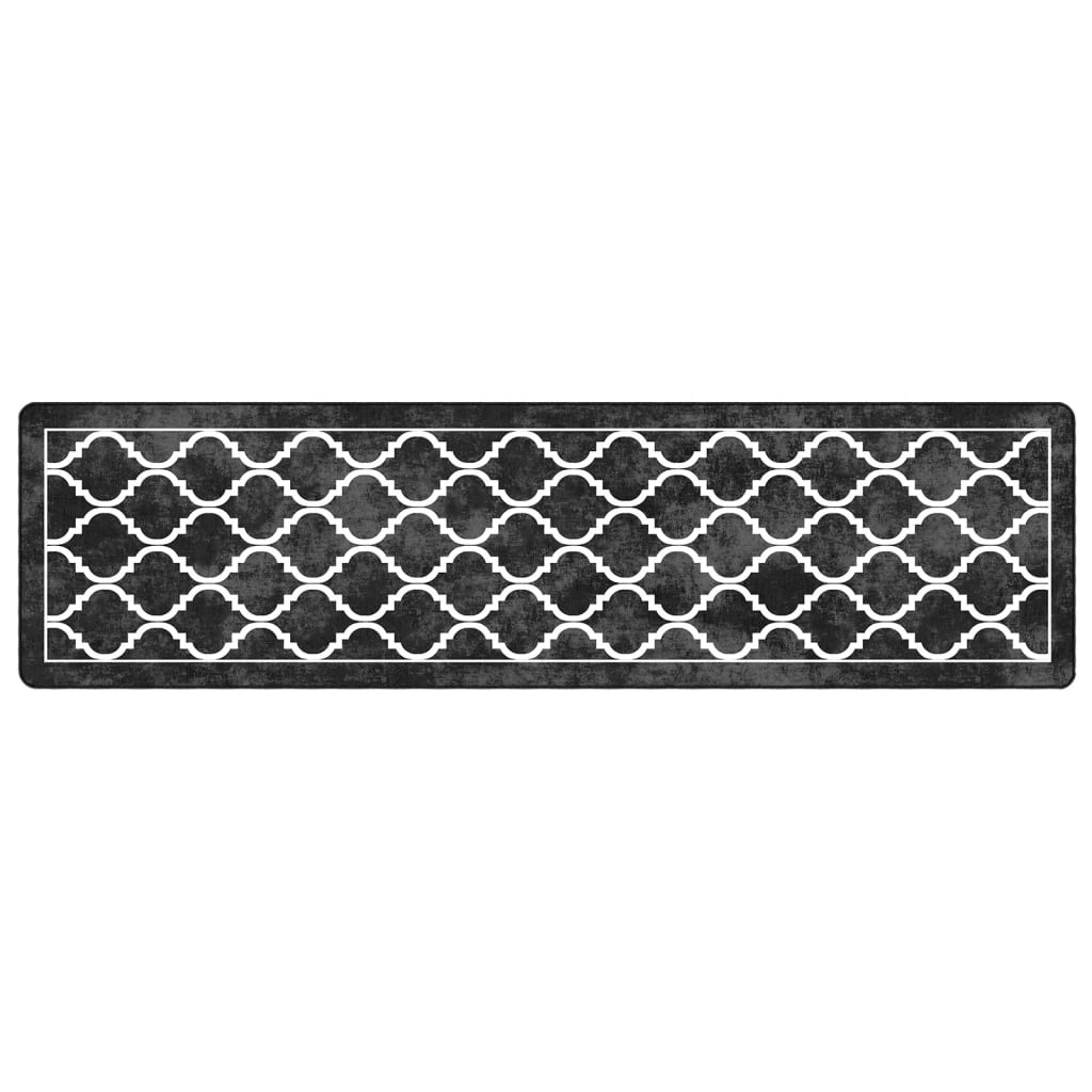 vidaXL Rug Washable Black and White 80x300 cm