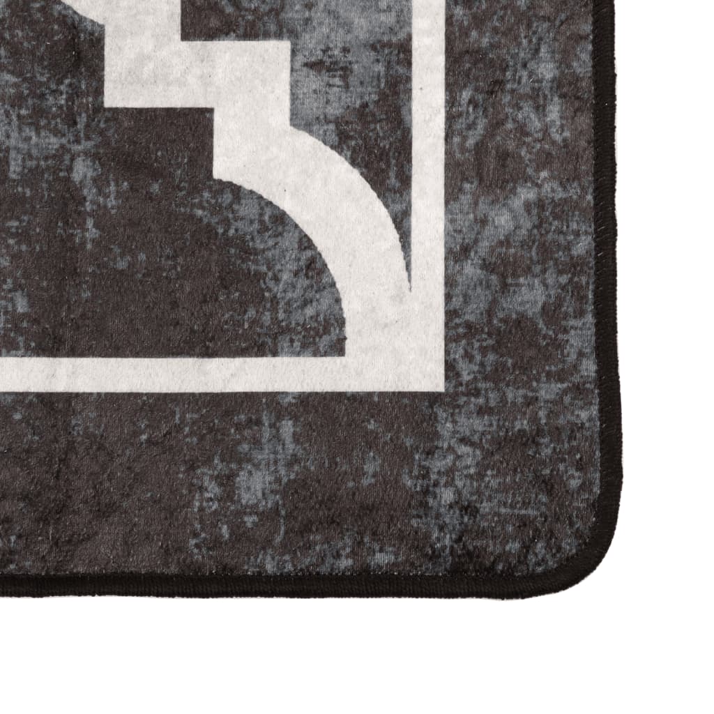 vidaXL Rug Washable Black and White 80x300 cm