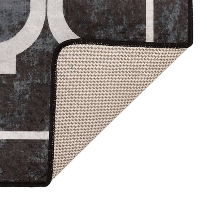 vidaXL Rug Washable Black and White 80x300 cm