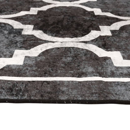 vidaXL Rug Washable Black and White 80x300 cm