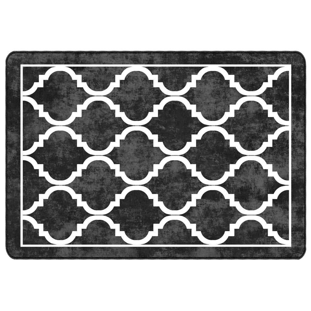 vidaXL Rug Washable Black and White 120x180 cm