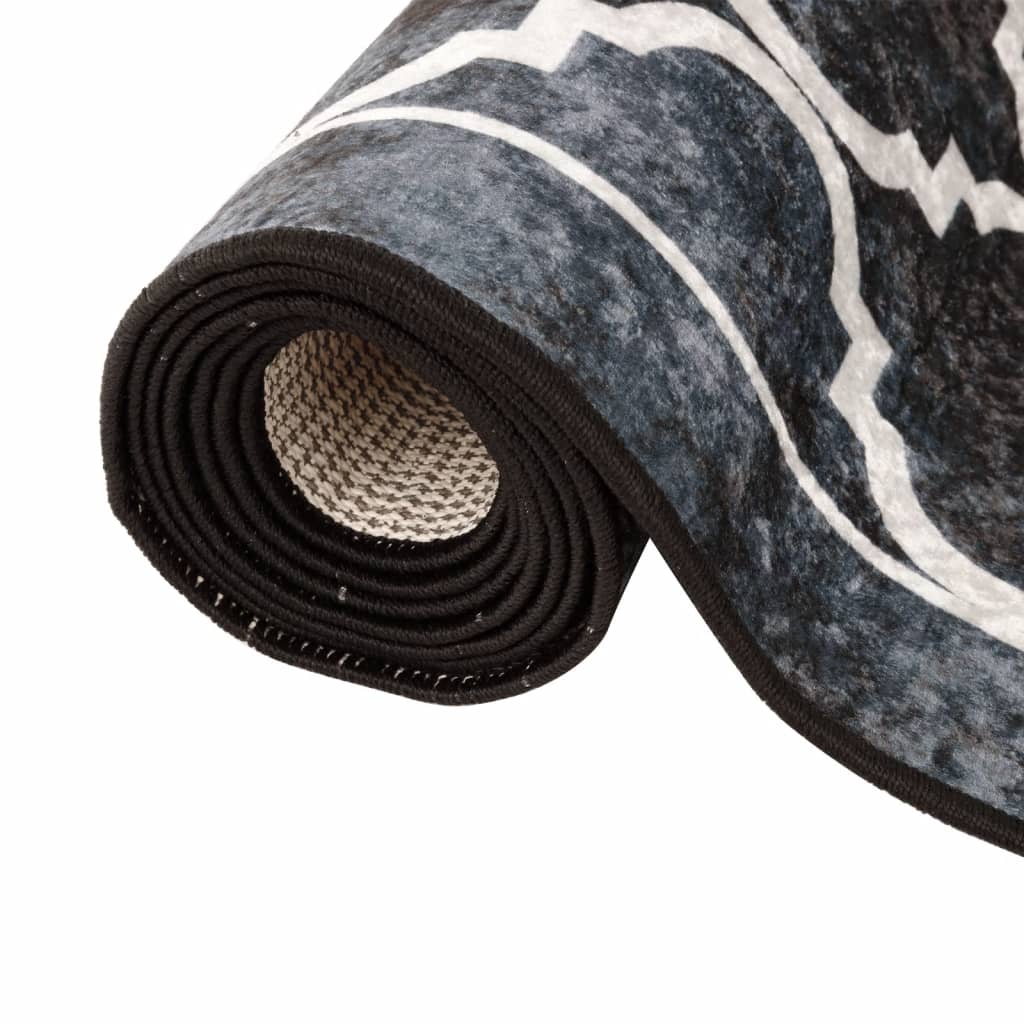 vidaXL Rug Washable Black and White 120x180 cm