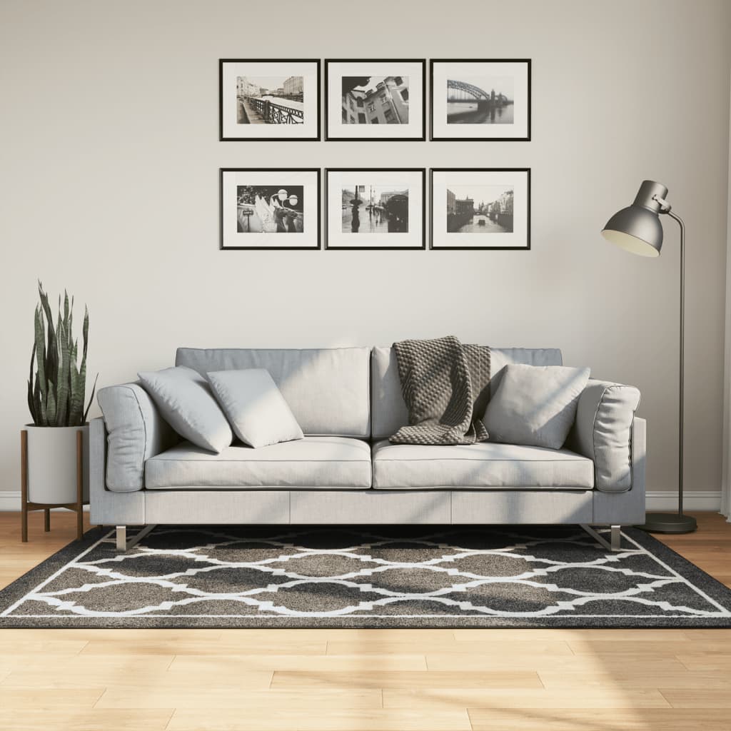 vidaXL Rug Washable Black and White 120x180 cm
