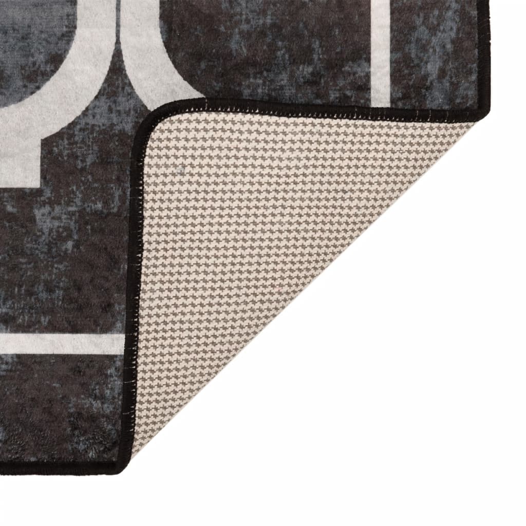vidaXL Rug Washable Black and White 160x230 cm