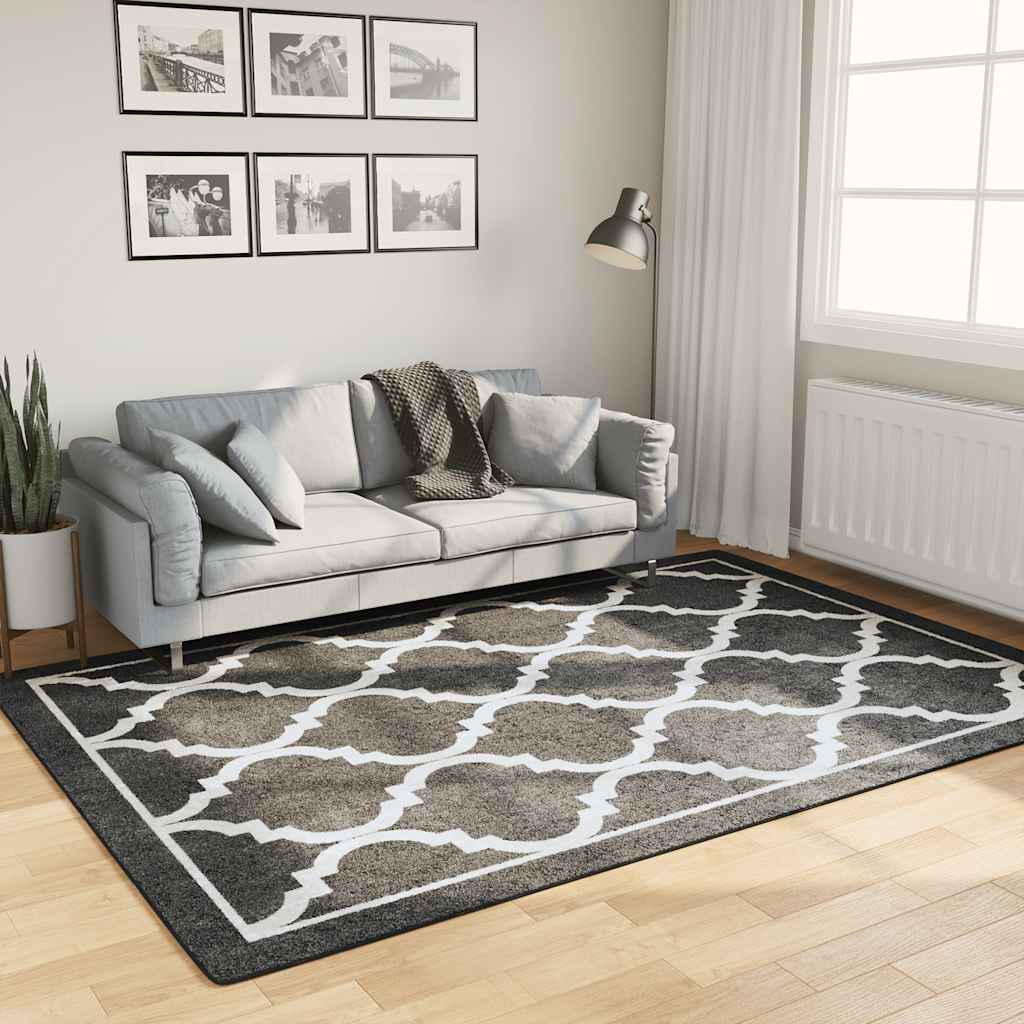 vidaXL Rug Washable Black and White 160x230 cm