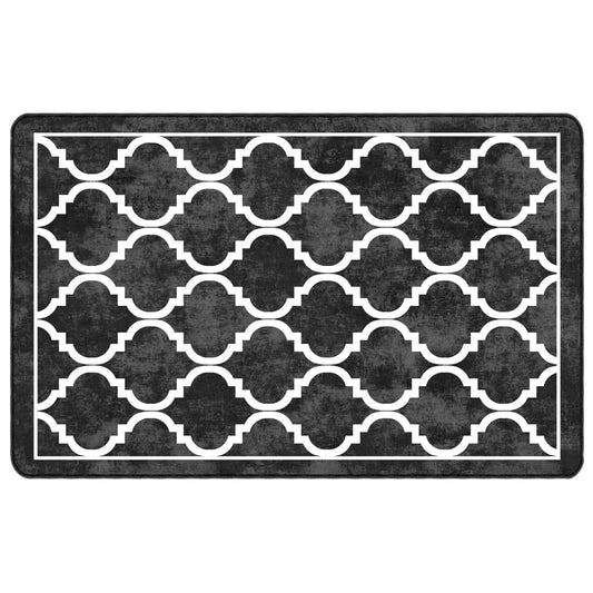 vidaXL Rug Washable Black and White 190x300 cm Anti Slip