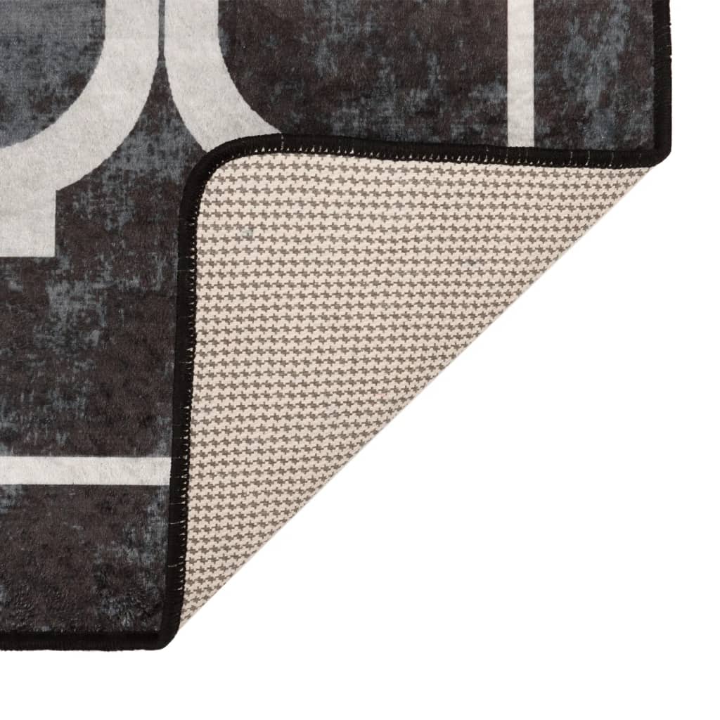 vidaXL Rug Washable Black and White 190x300 cm Anti Slip