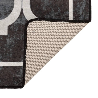 vidaXL Rug Washable Black and White 190x300 cm Anti Slip