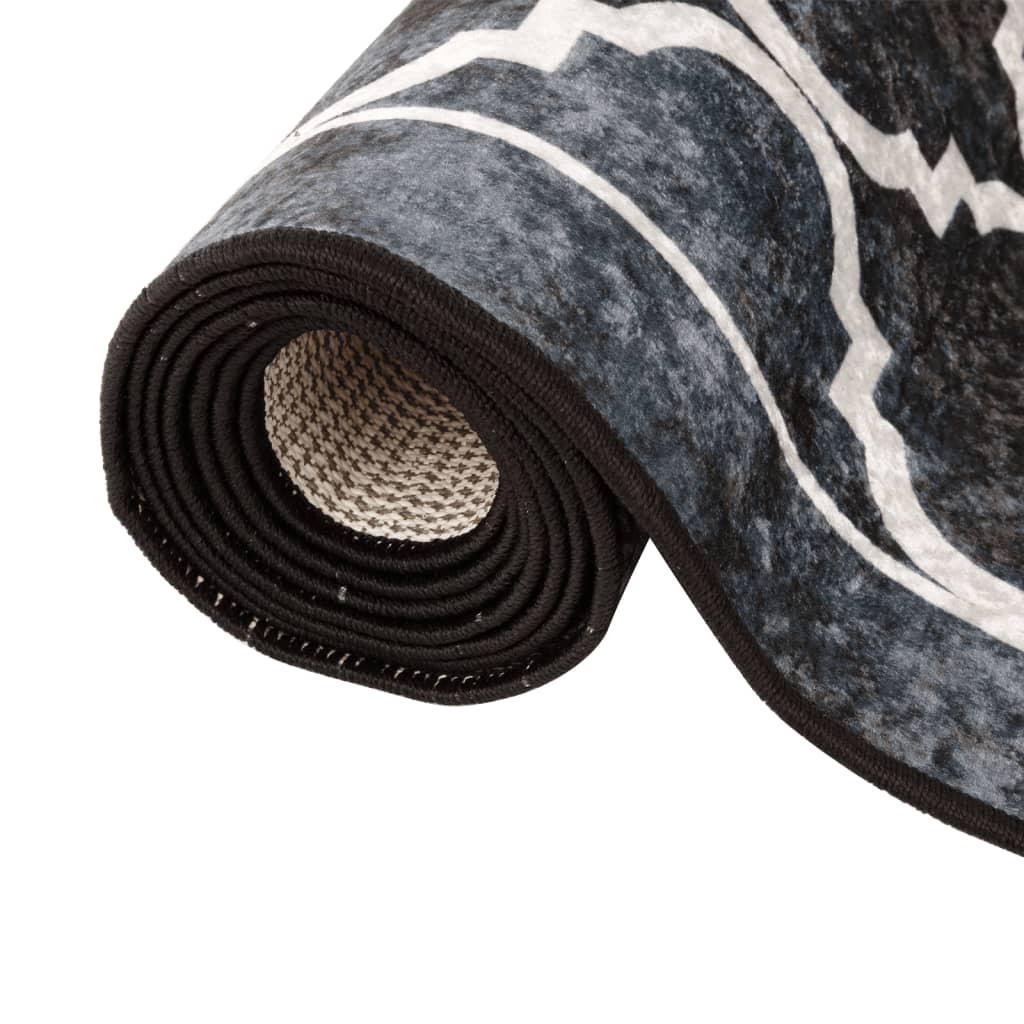 vidaXL Rug Washable Black and White 190x300 cm