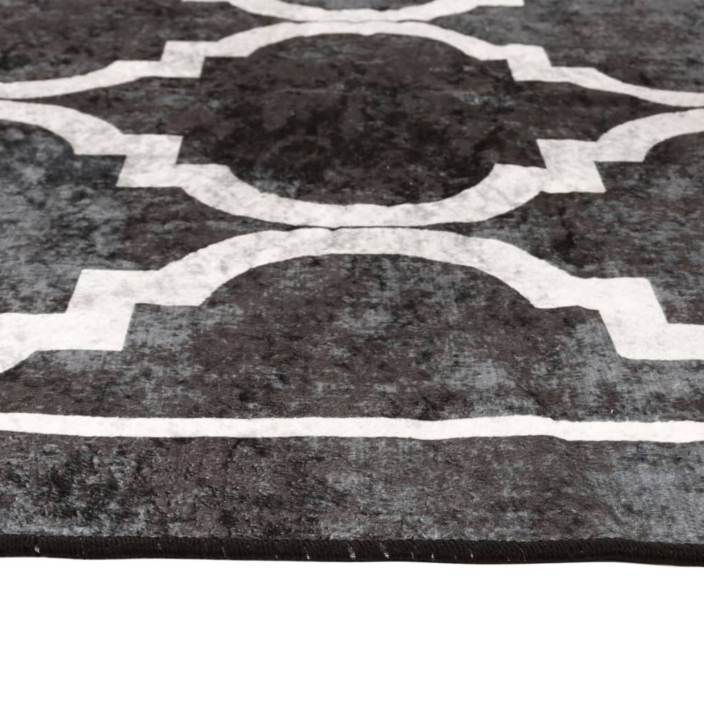 vidaXL Rug Washable Black and White 190x300 cm Anti Slip