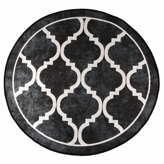 vidaXL Rug Washable Black and White Ø 120 cm
