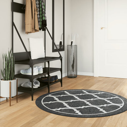 vidaXL Rug Washable Black and White Ø 120 cm